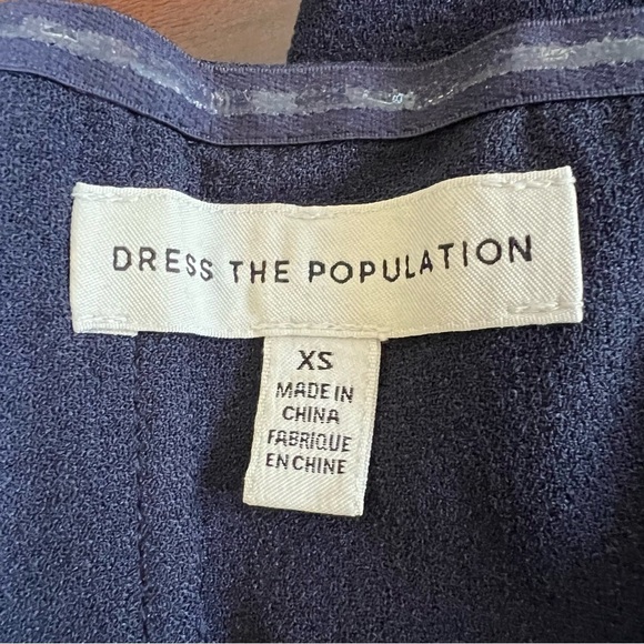 DRESS THE POPULATION Perla Midnight Blue Midi Strapless Sheath Dress Size XS - Picture 12 of 15